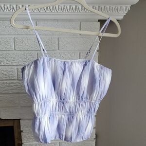 NWT Abercrombie & Fitch Purple and White Ruched Smocked Coquette Camisole Sz S